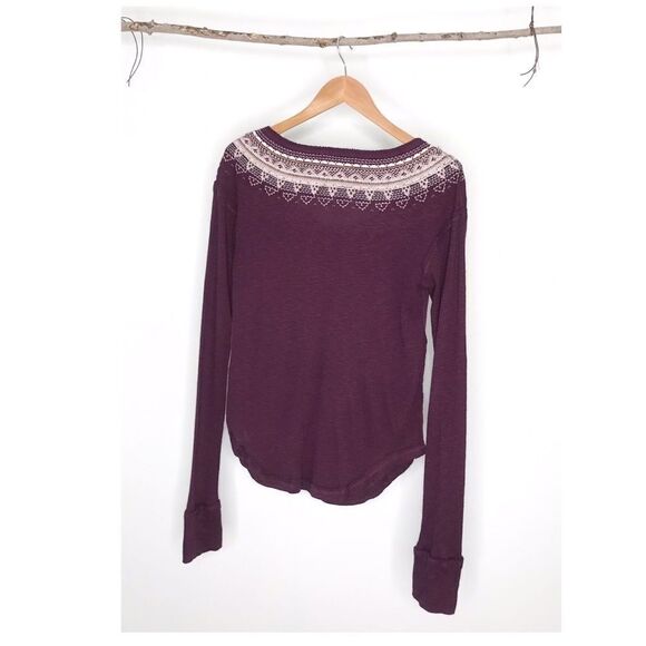 𝅺FREE People Fair Isle Embroidered Thermal Henley - Picture 3 of 10